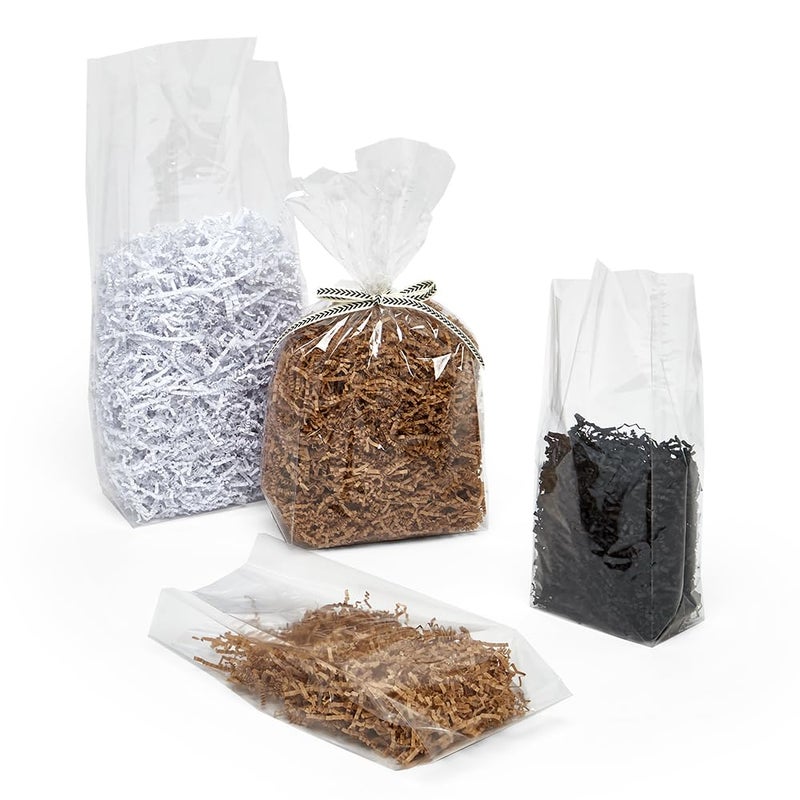 Paper Mart Cello Bags, 6 x 13 Â½ x 3 Â¼ Inches, Super Clear Cellophane Gift Packaging with Side Gusset, Pack of 100 Popcorn Bags - Image 1